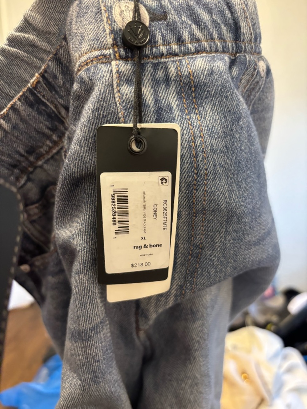 rag & bone Miramar Wide Leg Track Pants Coney Faux Denim NWT Size XL - Picture 9 of 14